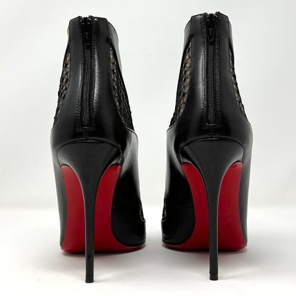 Christian Louboutin Black Papilloboot 100 Nappa & Mesh Ankle Boots – Size 37 - Picture 5 of 10